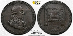 1795 Washington Grate Colonial 1/2p Lg. Button LE PCGS XF Detail Damage - Picture 1 of 10