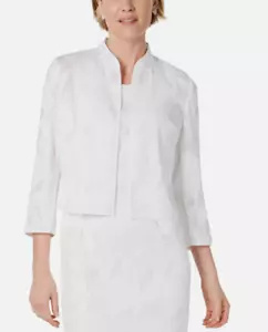 Kasper Women's White Floral Burnout Stand Collar Jacket Size 12 - Picture 1 of 2