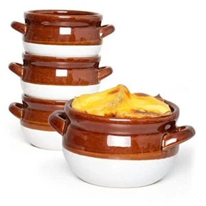French Onion Soup Bowls with Handles, 16 Oz Ceramic Soup Serving Bowl Brown - Picture 1 of 7