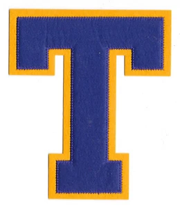 PATCH VARSITY LETTERMAN LETTER T PURPLE YELLOW TENNESSEE TEXAS TORONTO TWINS - Picture 1 of 1