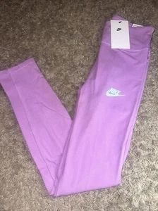 NEW Girl's Nike NSW Purple High Waist Leggings Size Medium - Picture 1 of 6