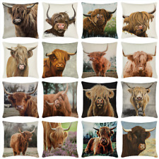 18" Highland Cow Jak Wół Zwierzę Poszewka na poduszkę Western Dzika przyroda Sofa Poszewka na poduszkę