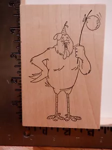 ART IMPRESSIONS U-1863 ROOSTER HOLDING A BALLOON WOOD RUBBER STAMP EUC L5063 - Picture 1 of 2