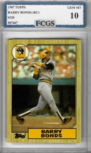 1987 Topps Barry Bonds RC #320 Graded FCGS 10 GEM MINT!!! - Picture 1 of 2