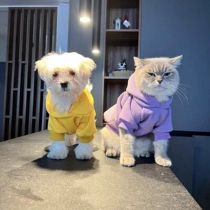 2 Leg Pet Dog Clothes Cat Puppy Coat Winter Hoodies Warm Sweater Jacket Clothing - Picture 1 of 9