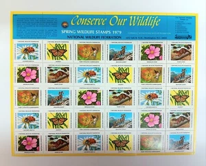 Vintage Spring Wildlife Stamps 1979 National Wildlife Federation Ephemera #SPRS2 EC - Bild 1 von 4