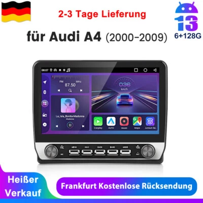 Für Audi A4 S4 RS4 00-2009 Android14 Carplay Autoradio GPS Nav WIFI BT DAB+ 128G - Bild 1 von 4