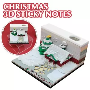 Merry Christmas 3D Model Notepad Paper Cube Sculpture 3D Memo Pad Color St D0P1 - Picture 1 of 12