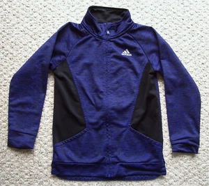 Adidas Boys Full Zip Jacket Black Blue Size Youth 6X - Picture 1 of 4