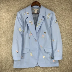 Jessica Holbrook Embroidered Blue Blazer 18 Cottagecore Fairy Butterflies Floral - Picture 1 of 5