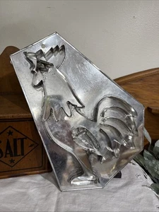 Antique VTG Primitive Large 10” Tin Cookie Cutter Folk Art Rooster Chicken Rare - Picture 1 of 6