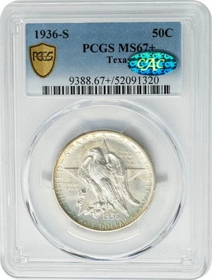 1936-S Texas Half 50c MS67+ Secure PCGS ~ CAC 950527-33 - Image 1 of 4