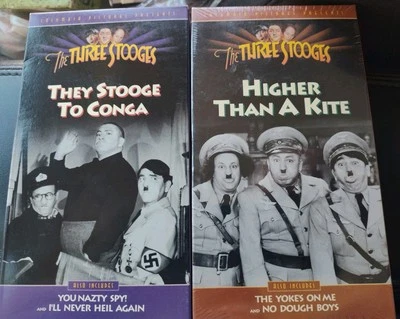 2 New Three Stooges Hitler Nazi Spoofs VHS tapes They Conga Higher Than a Kite - Image 1 of 4