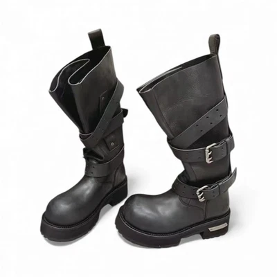 Botas de cuero negras con hebilla de cinturón Balenciaga Venom Foto 1 de 4