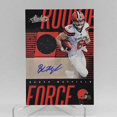 2018 Panini Absolute Baker Mayfield Player-Worn Jersey Rookie Auto #RF-BM 10514 - Image 1 of 2