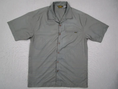 Vintage Rip Curl Shirt Mens Medium Gray Button Up Hawaiian Surf Loop Collar Y2K - Image 1 of 4
