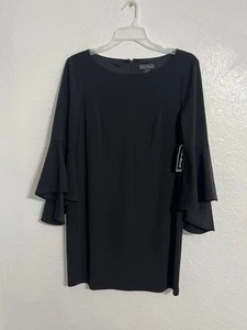 NUOVO JESSICA HOWARD taglia 16 abito midi nero manica 3/4 scollo a scoop foderato #330 - Foto 1 di 9