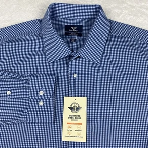 Dockers Signature Dress Shirt Mens 17/17.5-34/35 Blue Checks Fitted NWT! - Picture 1 of 10