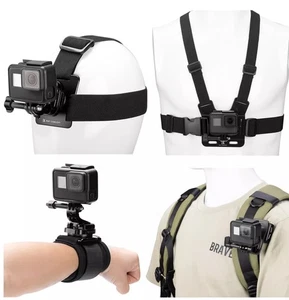 K&F Concept 4-in-1 GoPro Kit head strap, chest strap, wrist strap, backpack clip - Picture 1 of 7
