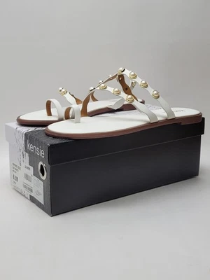 Sandalias sin cordones KENSIE para mujer con correa en el dedo del pie maltés con punta abierta blancas 8,5 M Foto 1 de 4