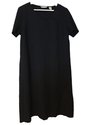 VESTIDO ORVIS Damas Grande Negro Crepé Manga Corta Ligero Sin Forro Línea A Foto 1 de 4