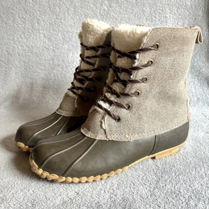 Sporto Dede Duck Stiefel Lederimitat Lammfellfutter grau wasserdicht Damen 10 - Bild 1 von 9