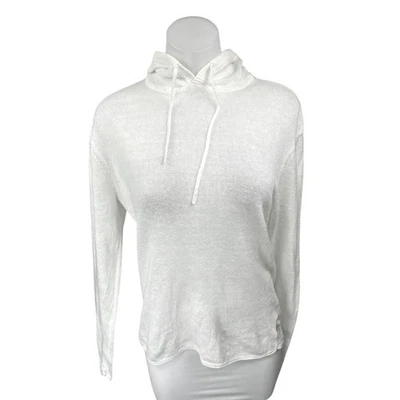Onia 100% Lino Blanco Manga Larga Tejido Con Capucha Sudadera Suéter Top Talla M Foto 1 de 4