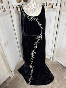 Donald Deal blau Samt Perlen Akzent Y2K Kleid Dress Größe 2XL XXL verziert - Bild 1 von 10