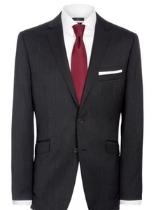 John Lewis Fine Stripe Tailored Suit Jacket, Charcoal UK Size 42L RRP £140 BNWT - Picture 1 of 2