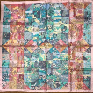 Hermes Scarf Tout en Quilt by Cathy Latham 90 cm Silk pink Carre 35" 854 - Picture 1 of 3