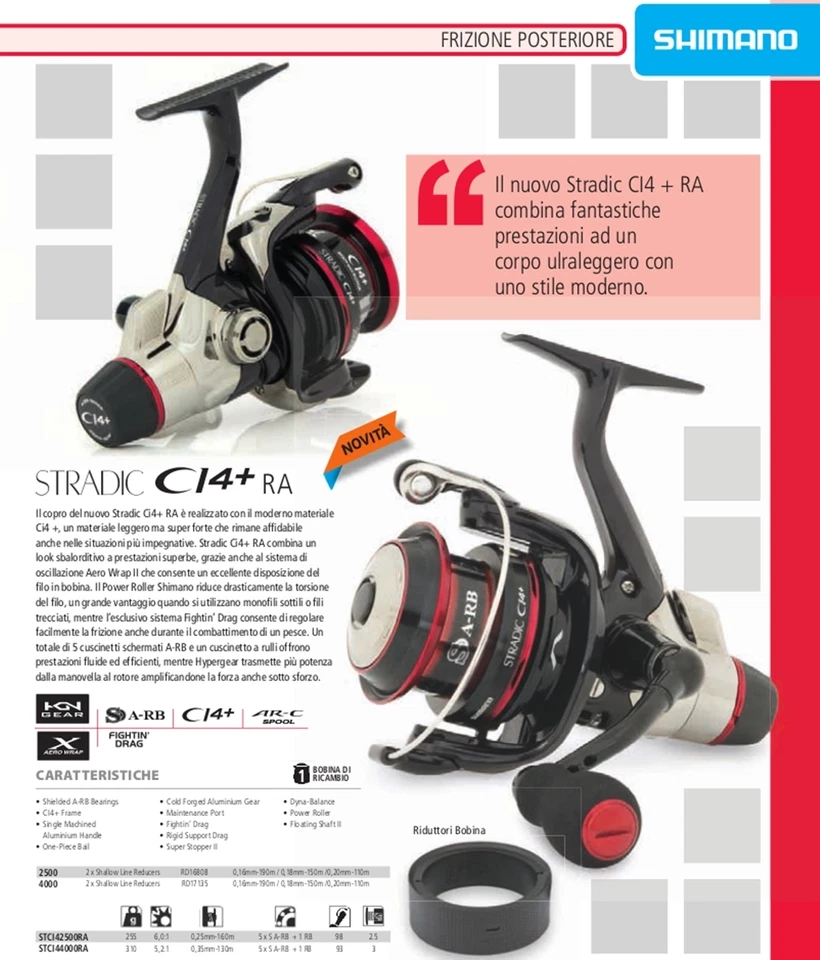 NEW MULINELLO SHIMANO STRADIC CI 4 + 2500 RA SPECIALE AGONISMO BOLOGNESE INGLESE - Immagine 1 di 1