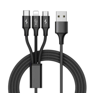 New 3 in 1 Nylon USB Charging Cord Cable iPhone/Micro USB/Type C Sync charge - Picture 1 of 15