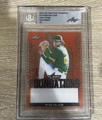 2019 Leaf FlashFoundations Ryne Nelson Orange Pre-Production Proof 1/1 Beckett - Image 1 of 4