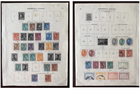 1882-1896 VENEZUELA MINT USED STAMPS LOT ON LOADED ALBUM PAGE SIMON BOLIVAR Cover