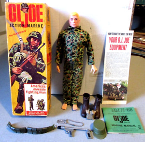1964 GI JOE ACTION MARINE 7700-FIGURE-BLOND- DOUBLE R-STAMP-ORG BOX-VGC TO EXC
