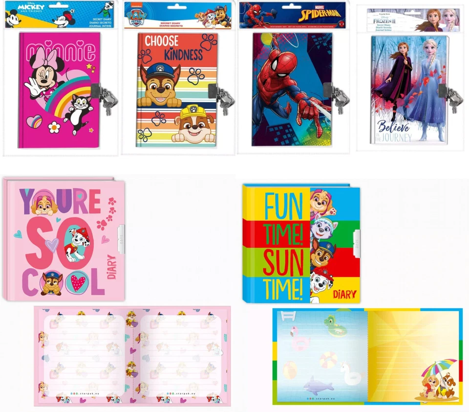 Children Diary with Lock Poetry Album Day Book Paw Patrol Frozen Cat - Image 1 of 1