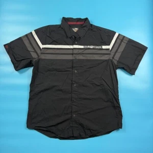 Harley Davidson Hemd Herren XL Schwarz Brust Gestreift Original Motorclothes Knopfleiste - Bild 1 von 5