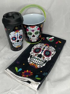 DAY OF THE DEAD Gift Set 16oz Tumbler, DOD Towel and DOD Pail - Picture 1 of 4