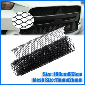 100x33cm Black Hexagon Aluminium Car Bumper Grille Mesh Net Vent Hole 11x25mm @ - Foto 1 di 9