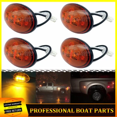 4X Amber LED Fender Side Marker Lights For 1999-2010 Ford F350 F450 F550 - Image 1 of 4