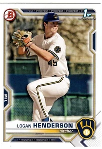 Logan Henderson Milwaukee Brewers 2021 Bowman Draft 1st Bowman - Imagen 1 de 2