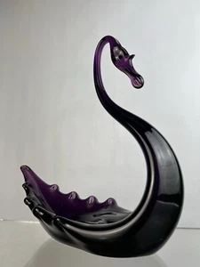 Whitefriars AMETHYST SWAN 8” Purple Figure Vintage Mid Century Studio Art Glass - Picture 1 of 17