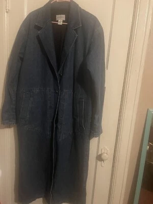 Vintage Nordstrom Rare 90's Denim Jean  Long Coat Jacket Dress Sz M, - Image 1 of 4