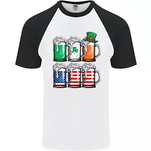 St Patricks Day Beer USA Irish American Mens S/s Baseball T-Shirt - Picture 1 of 50