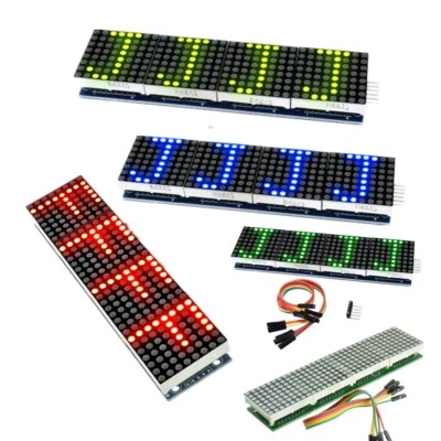 MAX7219 4 In 1 LED Display Microcontroller+5P Line Dot Matrix Module For Arduino - Image 1 of 4