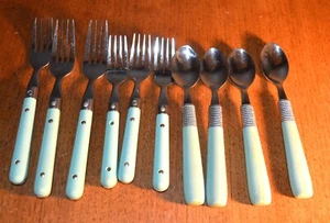 Juego de cubiertos de cubiertos de acero inoxidable CAMBRIDGE (10) estilo retro azul MCM de colección - Imagen 1 de 9