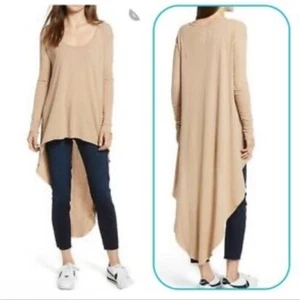 Frank & Eileen High Low Tee Lab Tan Tunic Long Sleeve Shirt Small - Picture 1 of 5
