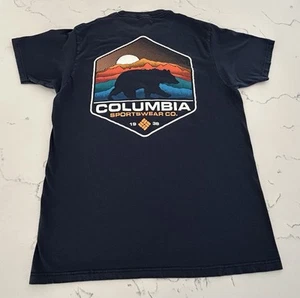 Columbia Bear Graphic Men Regular fit Short Sleeve T-Shirt Shirt Med -Blue Solid - Picture 1 of 5