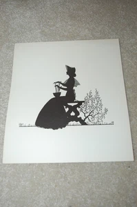 SILHOUETTE "LADY  SITTING ON BENCH" WALLACE NUTTING CO. 1927 - Picture 1 of 3