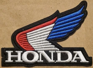 Honda Wing red white and blue embroidered Iron on patch motorcycle racing MX SX - Picture 1 of 1